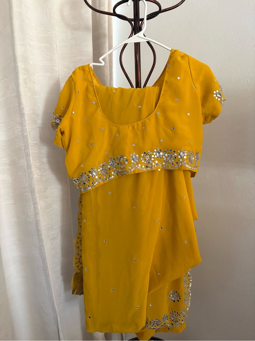 Mustard Yellow Embellished Saree Blouse Set